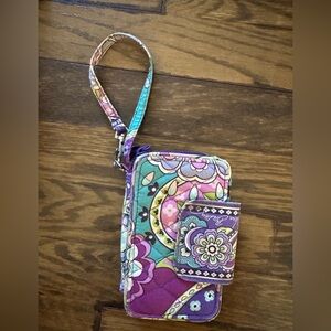 Vera Bradley Floral Wristlet with Purple and Green Accents